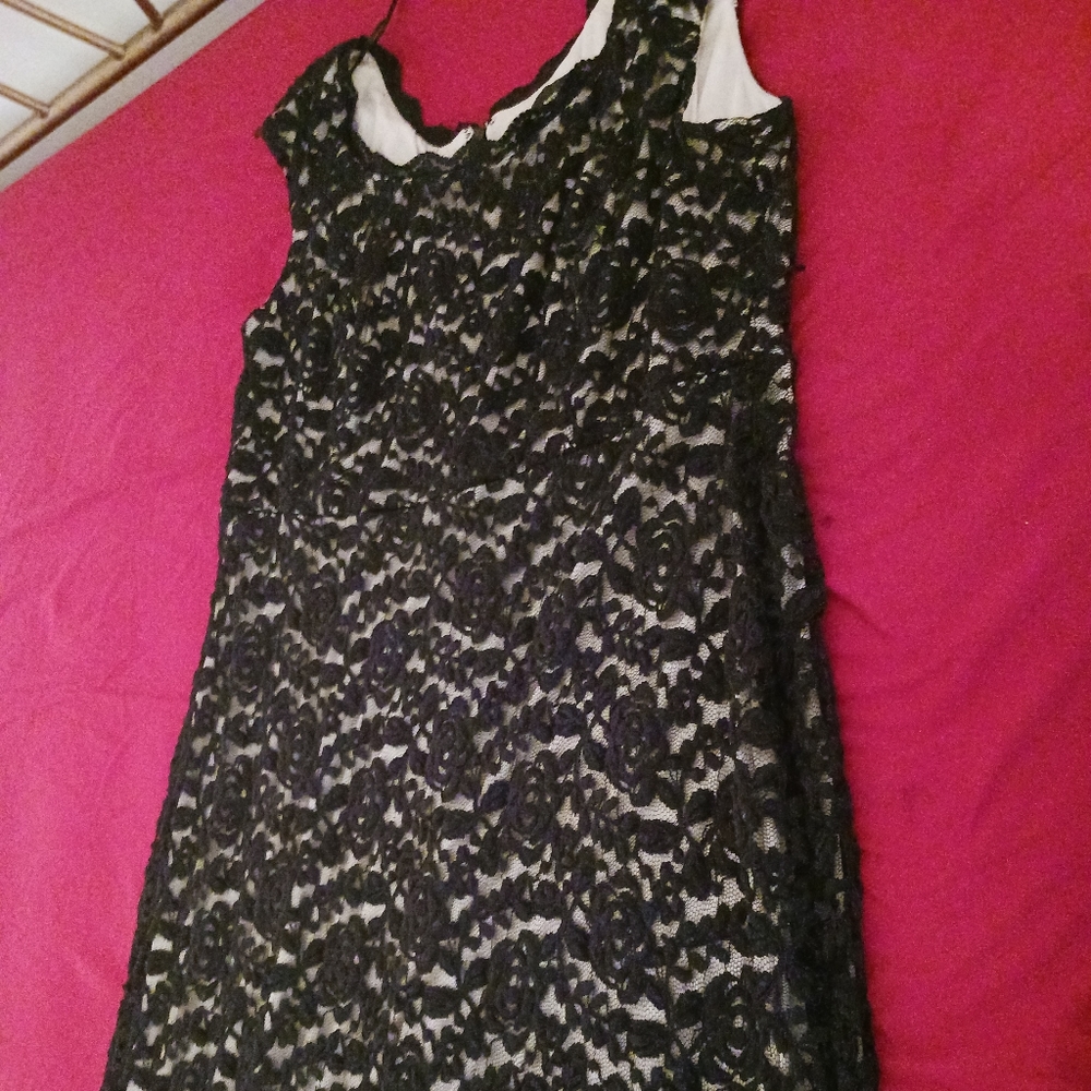 Black Lace with Nude Underlay Maxi Dress from R & M Richards size 16W